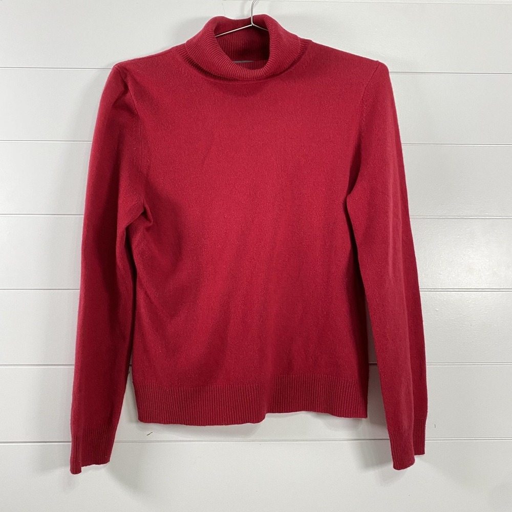 Apt 9 Sweater Womens Large Red 100% Cashmere Turtleneck Pullover Soft Warm